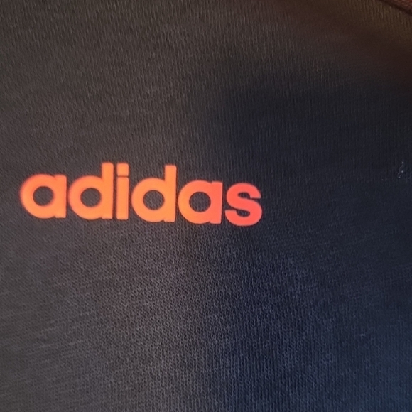 Adidas Women's Navy Blue Zip-Up Sweater with Vibrant Orange Accents - Picture 6 of 8